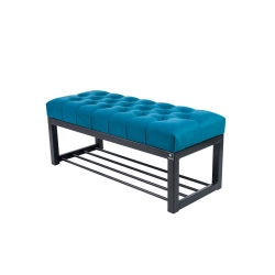 Ławka Pufa Pikowana Turkus Guzik Tapicerowany Stal LPM-7 Rozmiary od 50 cm do 200 cm
