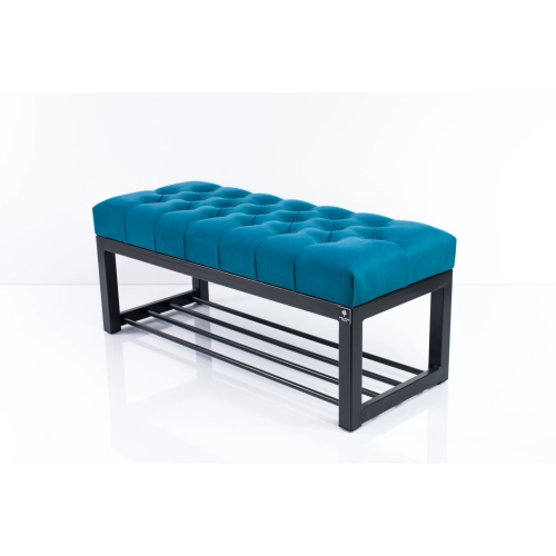 Ławka Pufa Pikowana Turkus Guzik Tapicerowany Stal LPM-7 Rozmiary od 50 cm do 200 cm