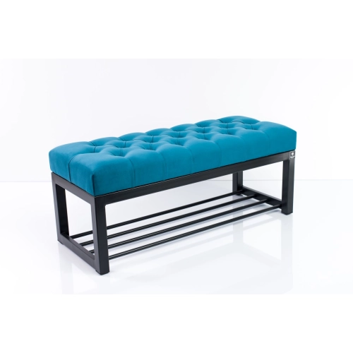 Ławka Pufa Pikowana Turkus Guzik Tapicerowany Stal LPM-7 Rozmiary od 50 cm do 200 cm