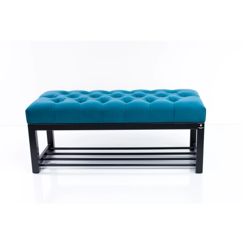 Ławka Pufa Pikowana Turkus Guzik Tapicerowany Stal LPM-7 Rozmiary od 50 cm do 200 cm