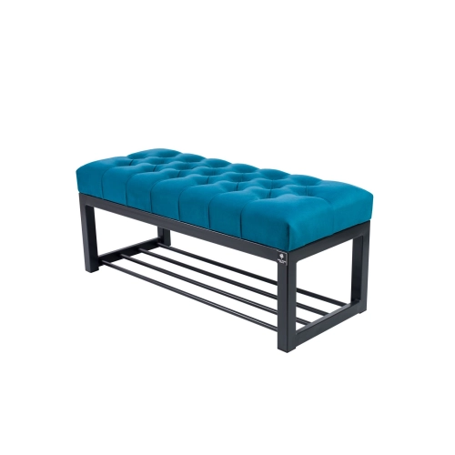 Ławka Pufa Pikowana Turkus Guzik Tapicerowany Stal LPM-7 Rozmiary od 50 cm do 200 cm