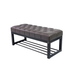 Ławka Pufa Pikowana Grafit Guzik Tapicerowany Stal LPM-7 Rozmiary od 50 cm do 200 cm