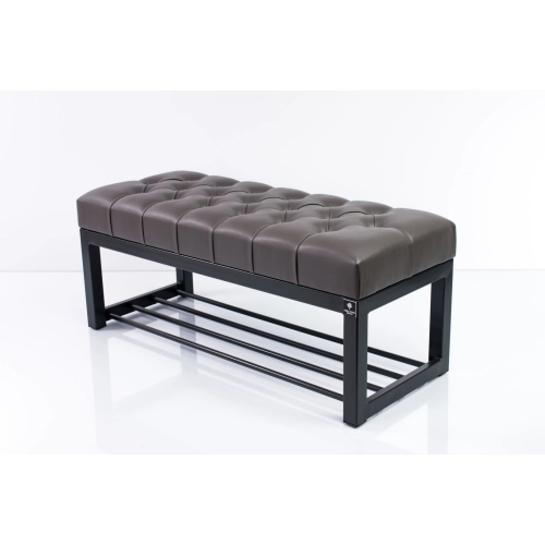 Ławka Pufa Pikowana Grafit Guzik Tapicerowany Stal LPM-7 Rozmiary od 50 cm do 200 cm
