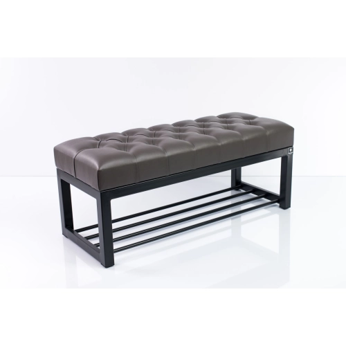 Ławka Pufa Pikowana Grafit Guzik Tapicerowany Stal LPM-7 Rozmiary od 50 cm do 200 cm