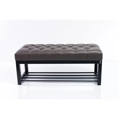 Ławka Pufa Pikowana Grafit Guzik Tapicerowany Stal LPM-7 Rozmiary od 50 cm do 200 cm
