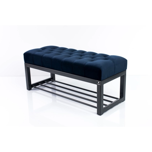 Ławka Pufa Pikowana Granatowy Guzik Tapicerowany Stal LPM-7 Rozmiary od 50 cm do 200 cm