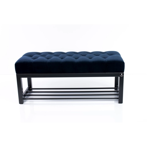 Ławka Pufa Pikowana Granatowy Guzik Tapicerowany Stal LPM-7 Rozmiary od 50 cm do 200 cm