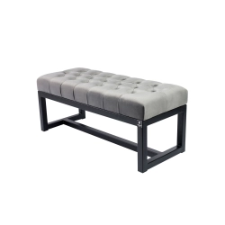 Ławka Pufa Pikowana Szary Guzik Tapicerowany Stal LPM-9 Rozmiary od 50 cm do 200 cm