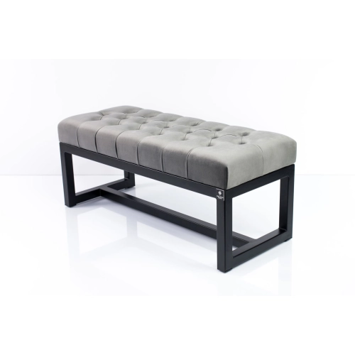Ławka Pufa Pikowana Szary Guzik Tapicerowany Stal LPM-9 Rozmiary od 50 cm do 200 cm