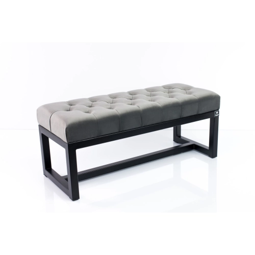 Ławka Pufa Pikowana Szary Guzik Tapicerowany Stal LPM-9 Rozmiary od 50 cm do 200 cm