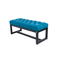 Ławka Pufa Pikowana Turkus Guzik Tapicerowany Stal LPM-9 Rozmiary od 50 cm do 200 cm