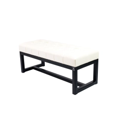 Ławka Pufa Pikowana Biały Guzik Tapicerowany Stal LPM-9 Rozmiary od 50 cm do 200 cm