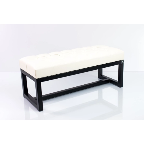 Ławka Pufa Pikowana Biały Guzik Tapicerowany Stal LPM-9 Rozmiary od 50 cm do 200 cm