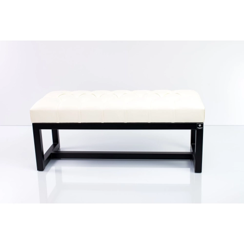 Ławka Pufa Pikowana Biały Guzik Tapicerowany Stal LPM-9 Rozmiary od 50 cm do 200 cm