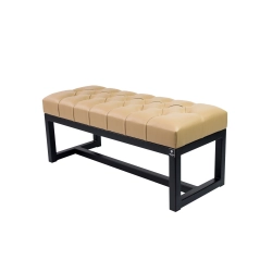 Ławka Pufa Pikowana Beż Guzik Tapicerowany Stal LPM-9 Rozmiary od 50 cm do 200 cm