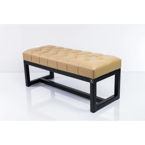 Ławka Pufa Pikowana Beż Guzik Tapicerowany Stal LPM-9 Rozmiary od 50 cm do 200 cm