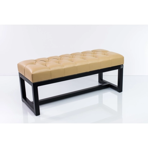 Ławka Pufa Pikowana Beż Guzik Tapicerowany Stal LPM-9 Rozmiary od 50 cm do 200 cm