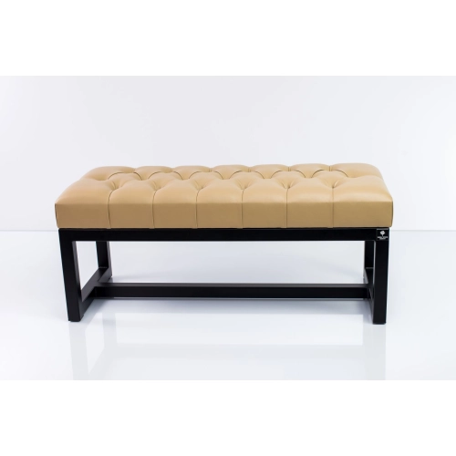 Ławka Pufa Pikowana Beż Guzik Tapicerowany Stal LPM-9 Rozmiary od 50 cm do 200 cm