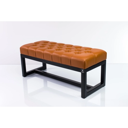 Ławka Pufa Pikowana Brązowa Guzik Tapicerowany Stal LPM-9 Rozmiary od 50 cm do 200 cm