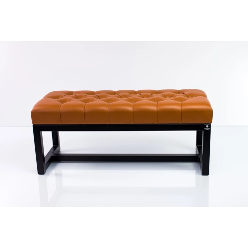 Ławka Pufa Pikowana Brązowa Guzik Tapicerowany Stal LPM-9 Rozmiary od 50 cm do 200 cm