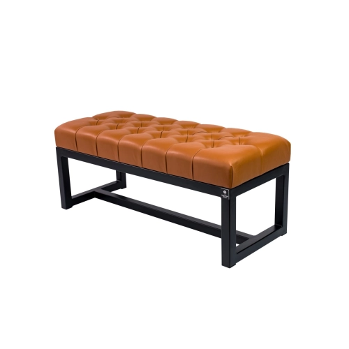 Ławka Pufa Pikowana Brązowa Guzik Tapicerowany Stal LPM-9 Rozmiary od 50 cm do 200 cm