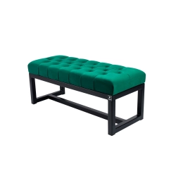 Ławka Pufa Pikowana Butelkowa Zieleń Guzik Tapicerowany Stal LPM-9 Rozmiary od 50 cm do 200 cm