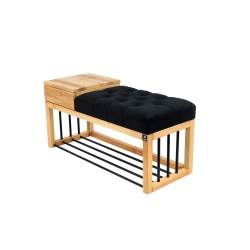 Ławka Pufa Pikowana Czarny Guzik Tapicerowany LPP-100 Rozmiary od 50 cm do 200 cm