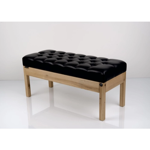 Ławka Pufa Tapicerowana Siedzisko Czarny Ekoskóra LPP-1001 Dąb Loft Rozmiary od 50 cm do 200 cm
