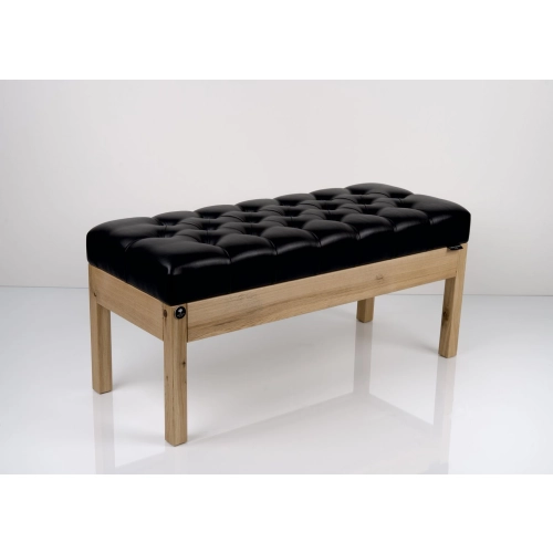 Ławka Pufa Tapicerowana Siedzisko Czarny Ekoskóra LPP-1001 Dąb Loft Rozmiary od 50 cm do 200 cm