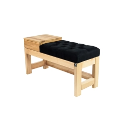 Ławka Pufa Pikowana Czarny Guzik Tapicerowany LPP-103 Rozmiary od 50 cm do 200 cm