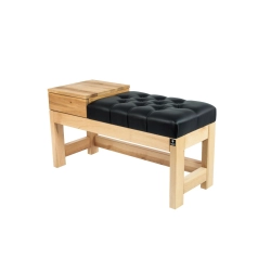 Ławka Pufa Pikowana Ekoskóra Czarny Guzik Tapicerowany LPP-103 Rozmiary od 50 cm do 200 cm