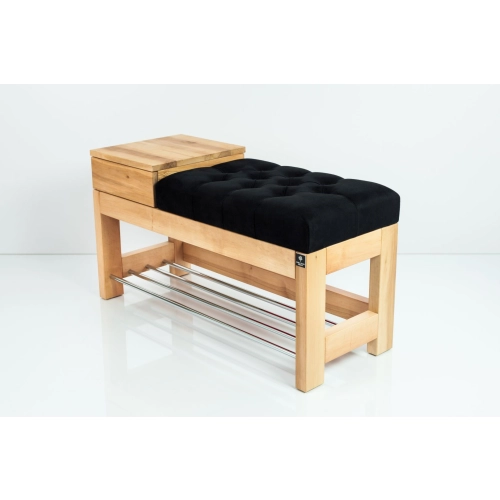 Ławka Pufa Pikowana Czarny Guzik Tapicerowany LPP-104 Rozmiary od 50 cm do 200 cm