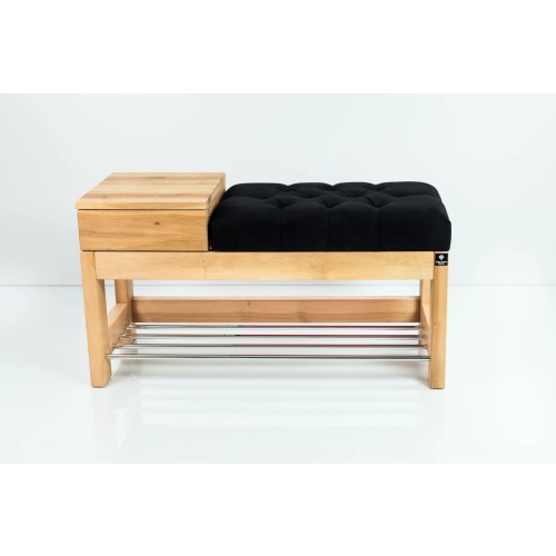 Ławka Pufa Pikowana Czarny Guzik Tapicerowany LPP-104 Rozmiary od 50 cm do 200 cm