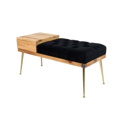 Ławka Pufa Pikowana Czarny Guzik Tapicerowany LPP-106 Rozmiary od 70 cm do 200 cm