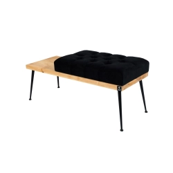 Ławka Pufa Pikowana Czarny Guzik Tapicerowany LPP-107 Rozmiary od 50 cm do 200 cm