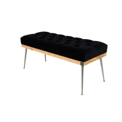 Ławka Pufa Pikowana Czarny Guzik Tapicerowany LPP-108 Rozmiary od 50 cm do 200 cm