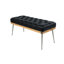 Ławka Pufa Pikowana Ekoskóra Czarny Guzik Tapicerowany LPP-108 Rozmiary od 50 cm do 200 cm