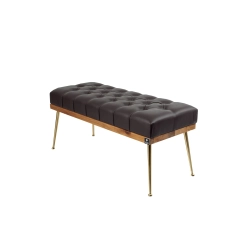 Ławka Pufa Pikowana Ekoskóra Brązowa Guzik Tapicerowany LPP-108 Rozmiary od 50 cm do 200 cm