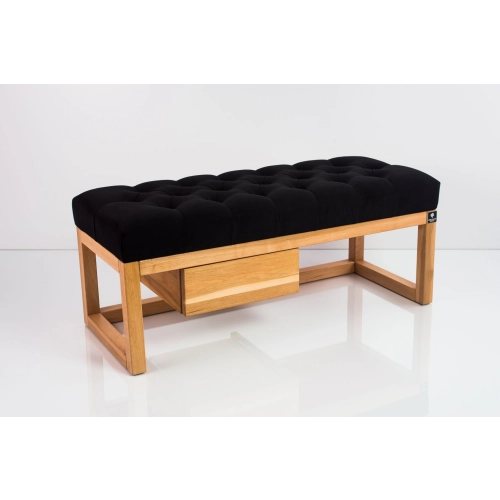 Ławka Szafka Pufa Pikowane Siedzisko Czarny LPP-11 Rozmiary od 50 cm do 200 cm