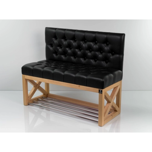 Ławka Szafka Pufa Pikowane Siedzisko Ekoskóra Czarny LPP-110 Rozmiary od 50 cm do 200 cm