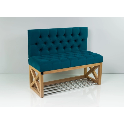 Ławka Szafka Pufa Pikowane Siedzisko Turkus LPP-110 Rozmiary od 50 cm do 200 cm