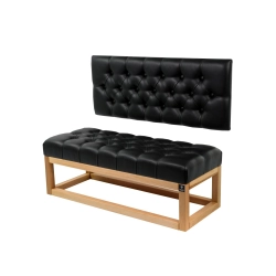 Ławka Pikowana z Oparciem Ekoskóra Czarny LPP-115 Rozmiary od 50 cm do 200 cm