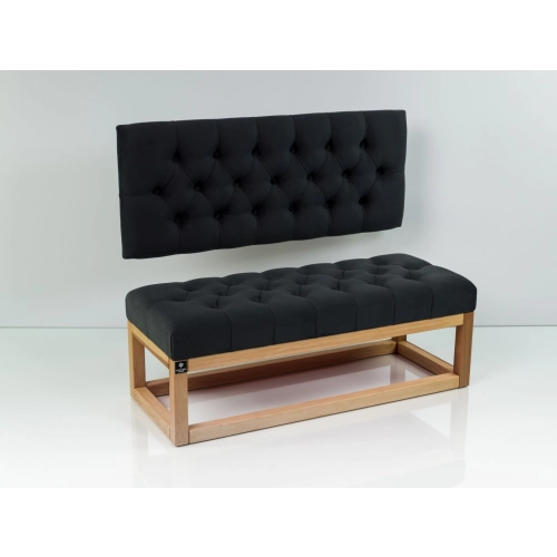 Ławka Pikowana z Oparciem Grafit LPP-115 Rozmiary od 50 cm do 200 cm