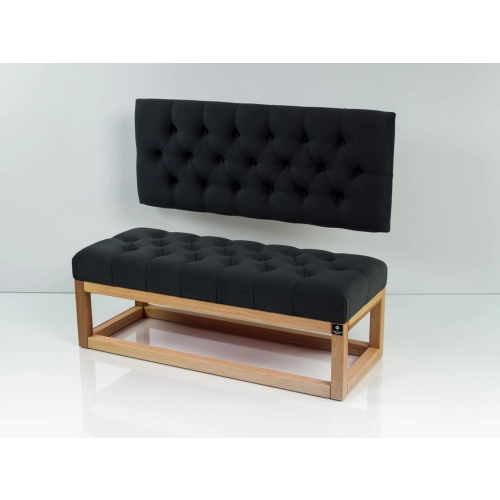 Ławka Pikowana z Oparciem Grafit LPP-115 Rozmiary od 50 cm do 200 cm