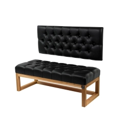 Ławka Pikowana z Oparciem Ekoskóra Czarny LPP-116 Rozmiary od 50 cm do 200 cm