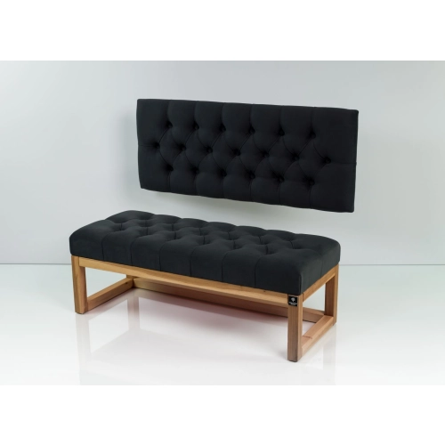 Ławka Pikowana z Oparciem Grafit LPP-116 Rozmiary od 50 cm do 200 cm