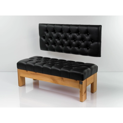 Ławka Pikowana z Oparciem Ekoskóra Czarny LPP-117 Rozmiary od 50 cm do 200 cm