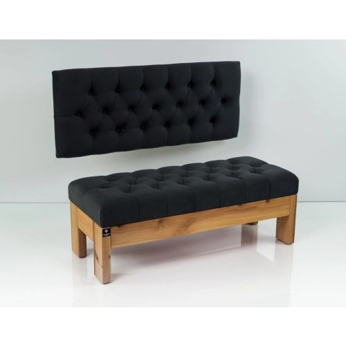 Ławka Pikowana z Oparciem Grafit LPP-117 Rozmiary od 50 cm do 200 cm