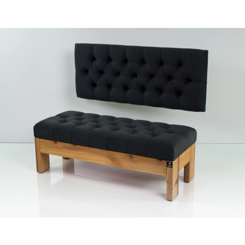 Ławka Pikowana z Oparciem Grafit LPP-117 Rozmiary od 50 cm do 200 cm