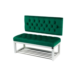 Ławka Pikowana z Oparciem Butelkowa Zieleń LPP-118 Rozmiary od 50 cm do 200 cm